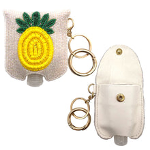 PINEAPPLE Seed Beaded Case with Sanitizer Bottle Keychain