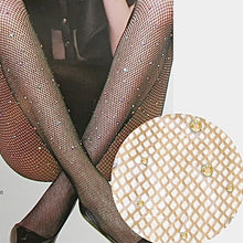 Crystal Embellished Fishnet Pantyhose Tights - Nude