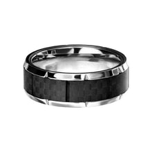 SPEED Men's Stainless Steel Ring with Carbon Fiber Inlay