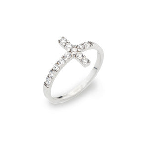 CROSS Cubic Zirconia 925 Sterling Silver Ring - Amen Collection