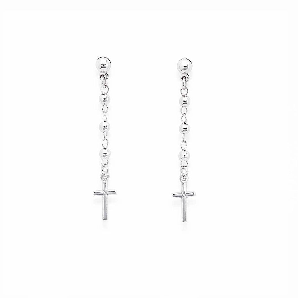 SILVER Rosary Cross Earrings - Amen Collection