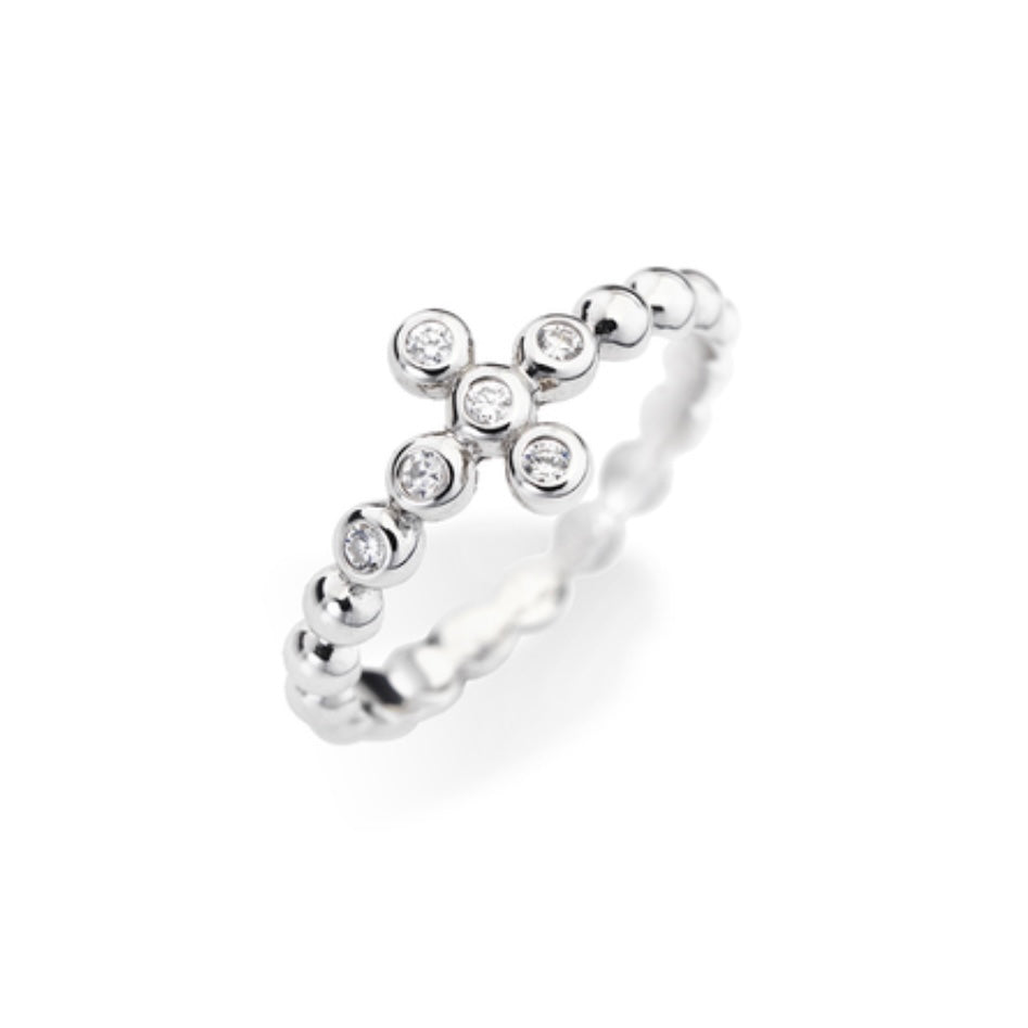 CROSS Embezzled Cubic Zirconia 925 Sterling Silver Plated Ring - Amen Collection