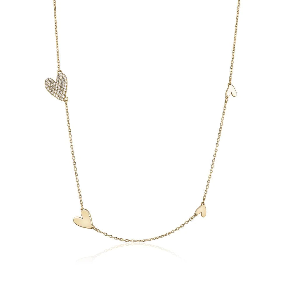 EMILY Crystal Heart Gold Necklace