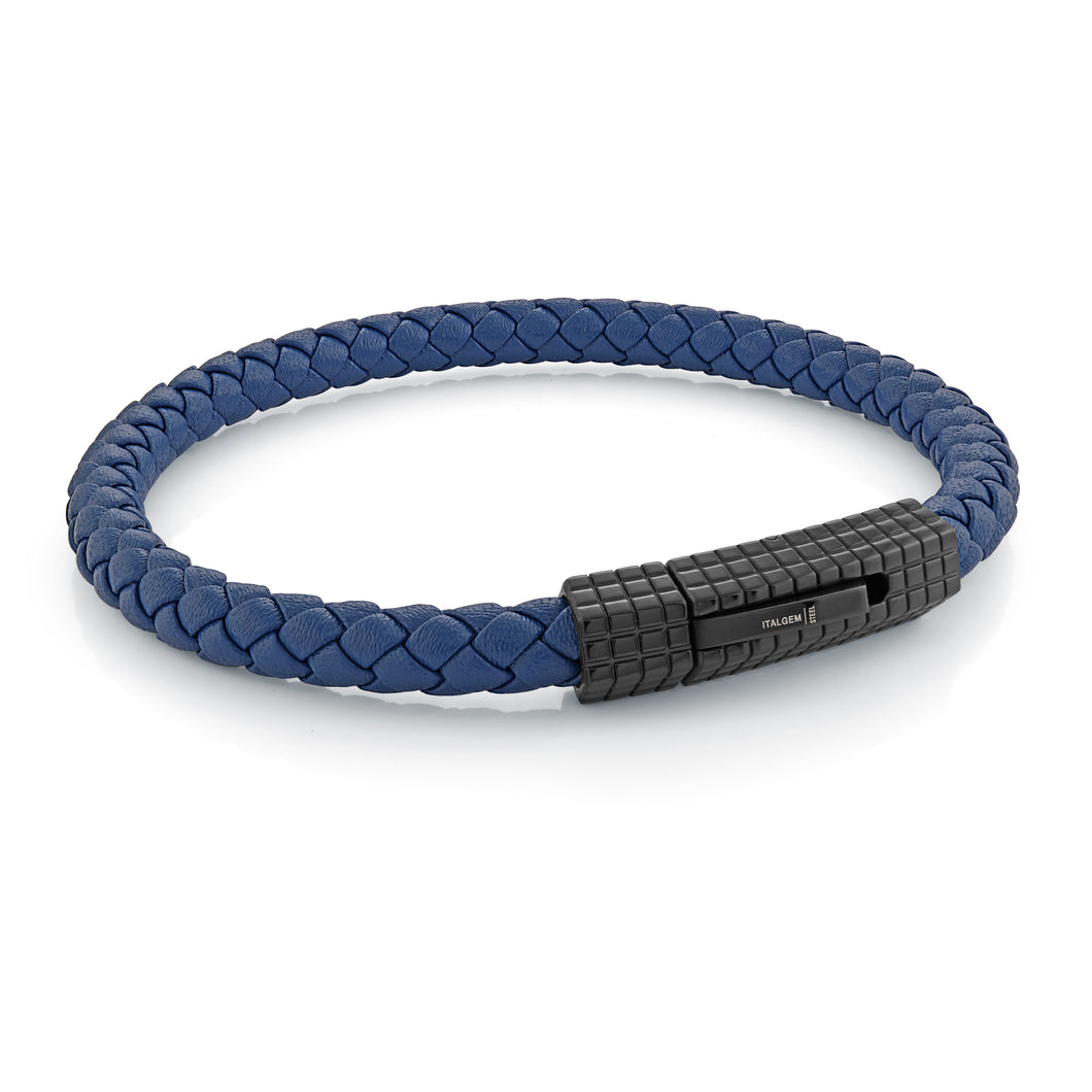 Cobalt Blue Single Braid Leather Bracelet