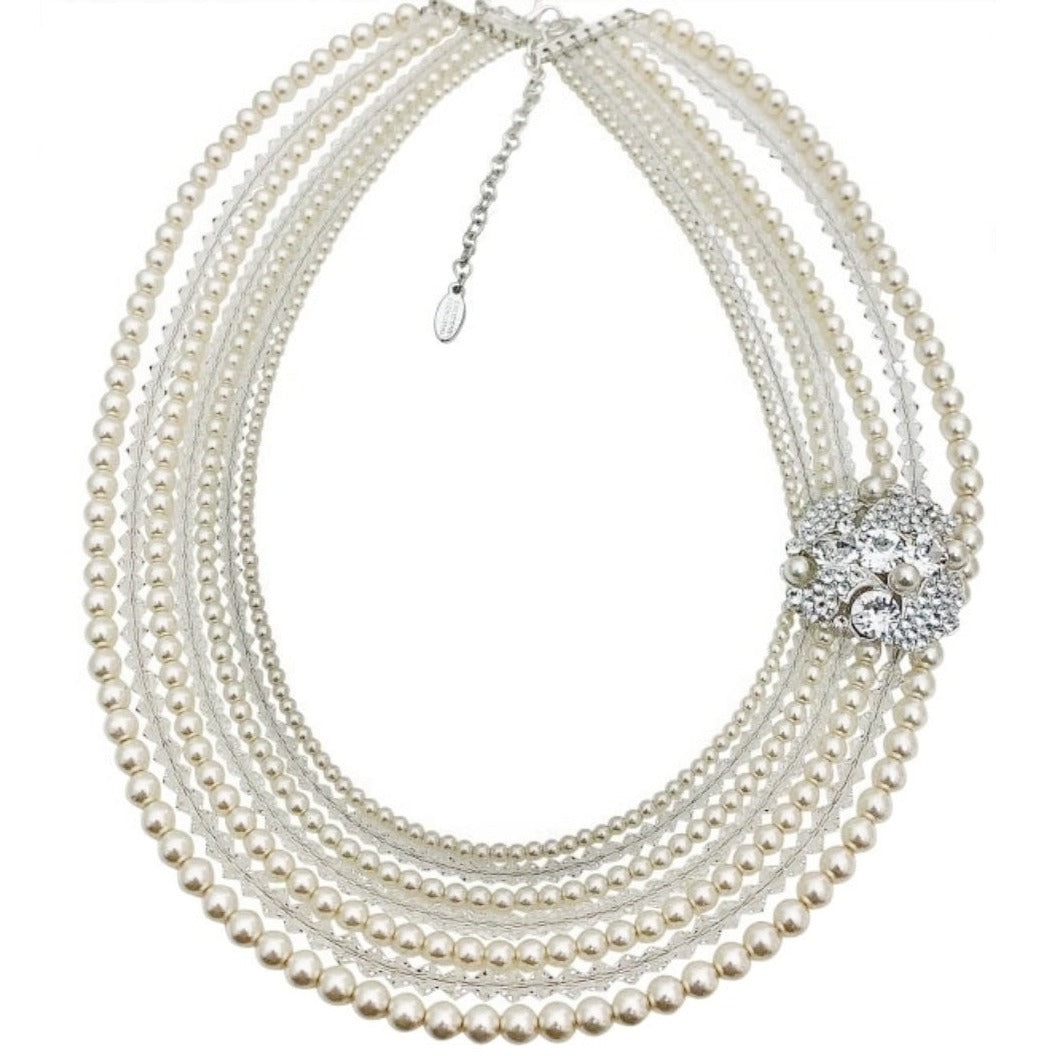 REINA Swarovski Pearl Multi-Strand Necklace