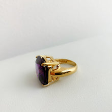 PURPLE RAIN Faceted Amethyst Crystal Gold Plated Ring