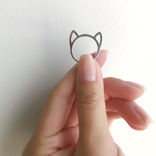 KITTY KAT Rhodium Plated Silver Ring