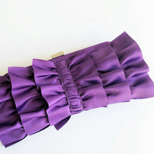 HAZEY Purple Ruffle Satin Clutch