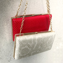 ARIEL Faux Snake Textured Red Clutch