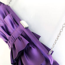 HAZEY Purple Ruffle Satin Clutch