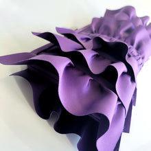 HAZEY Purple Ruffle Satin Clutch